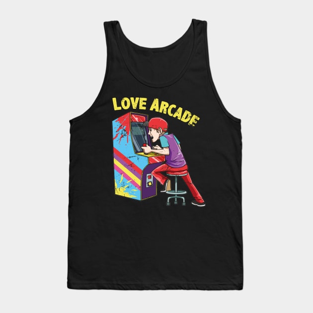 Arcade Game Machine Retro Gaming 80s Oldschool Gamer Tank Top by melostore